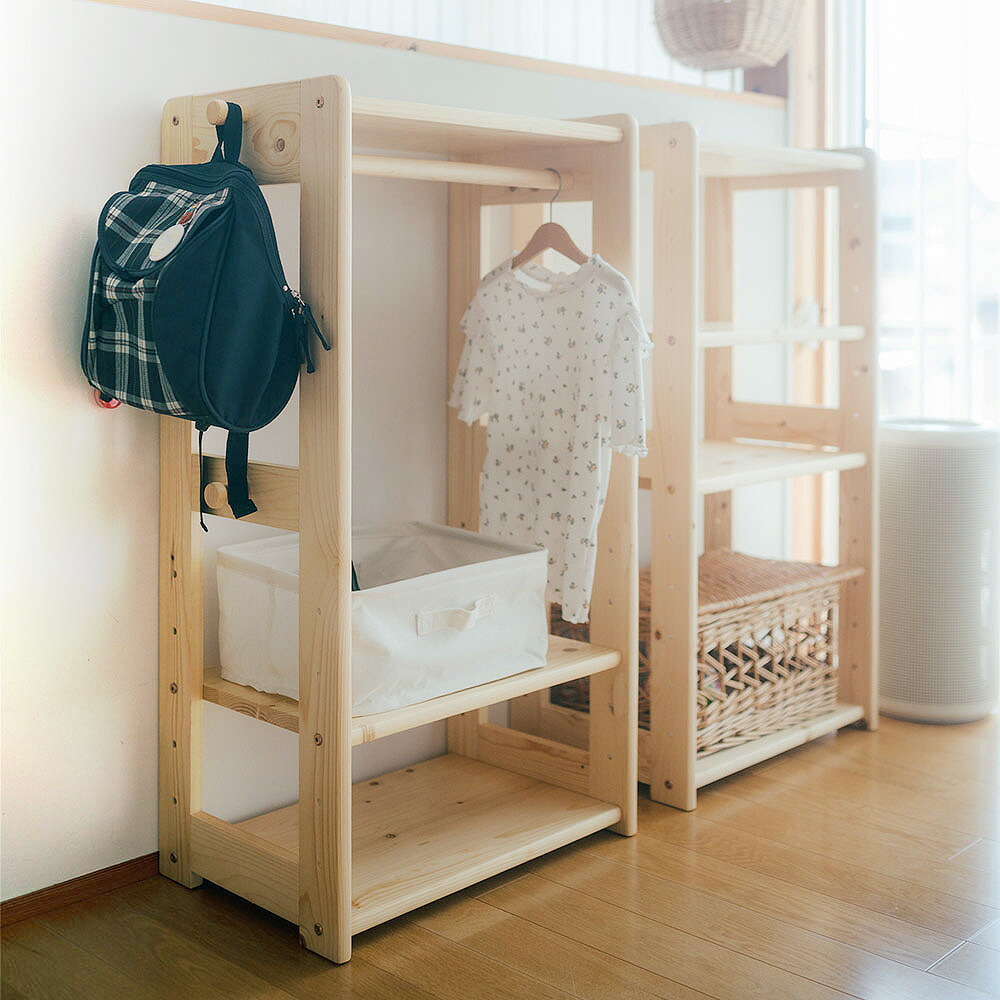 楽天市場】北欧 天然木 ハンガーラック フルール fleur ワードローブ