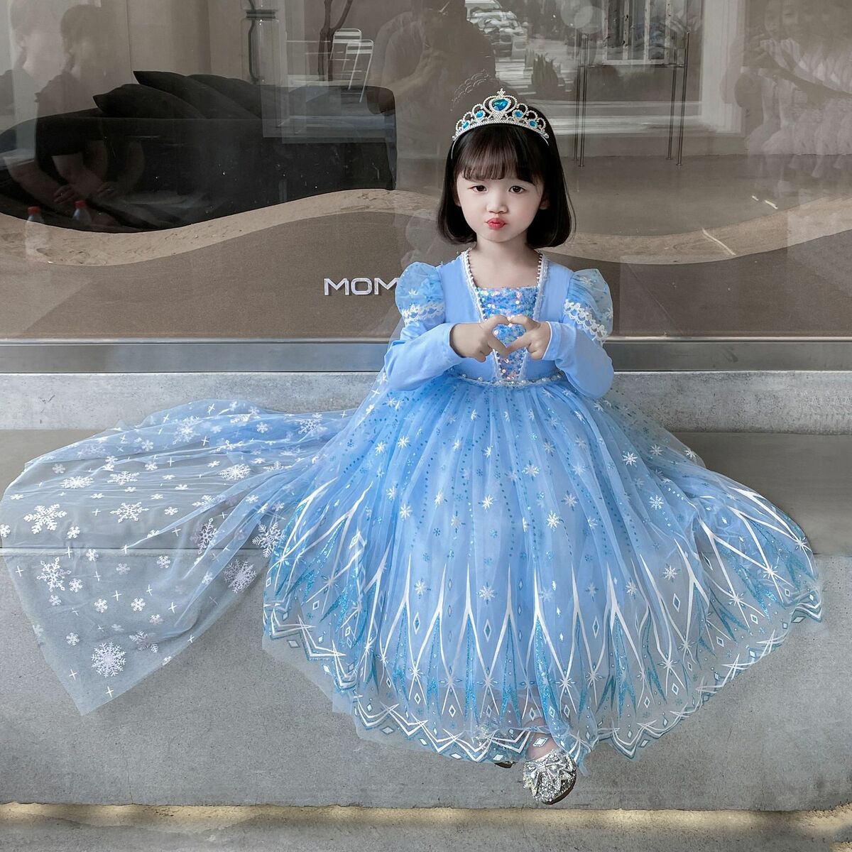 楽天市場】新作 水色 マント付き 長袖 アナ雪 子供ドレス ブルー 長袖