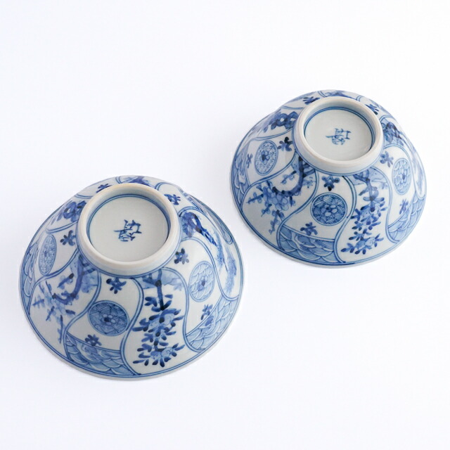 楽天市場】九谷焼 組飯碗 青華吉祥樹花紋 / 山本長左 （宮内庁御用窯