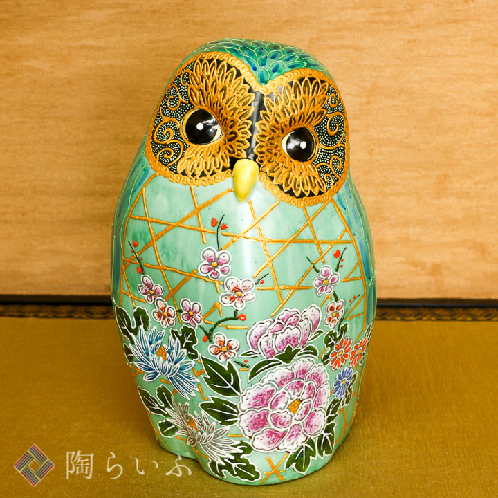 楽天市場】九谷焼 9号ふくろう 緑地錦＜置物 縁起物 ふくろう 人気