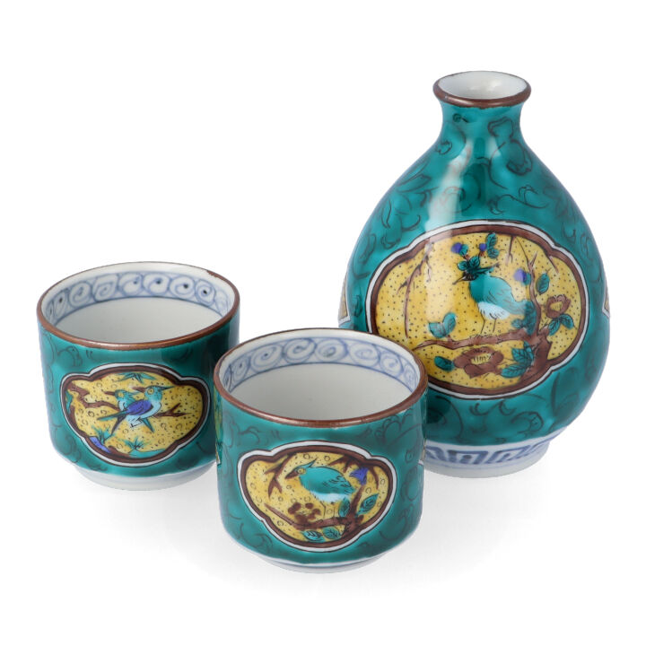 楽天市場】九谷焼 酒器揃 青手古九谷 徳利 盃セット / 文吉窯 ＜酒器