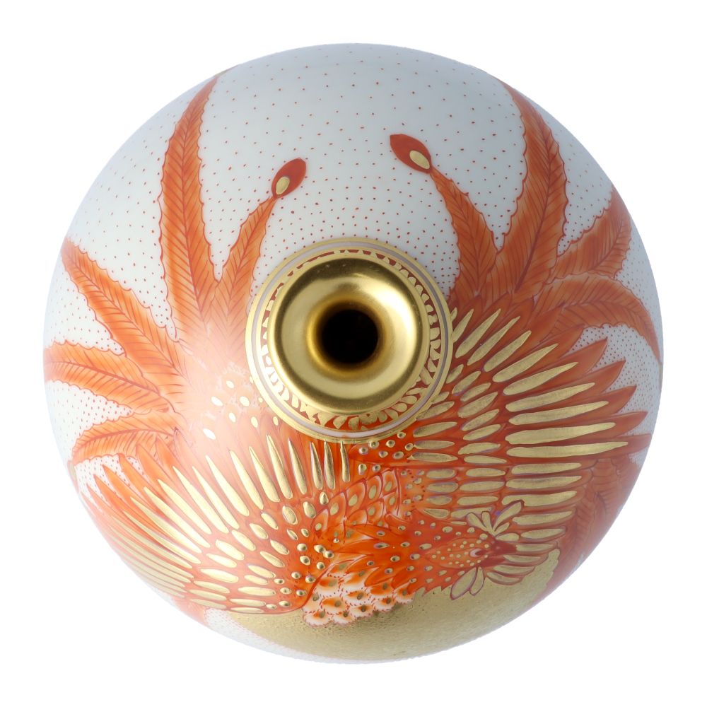 楽天市場】九谷焼 丸壺 金襴手鳳凰文 / 福田良則 | 花瓶 花器 桐箱紐