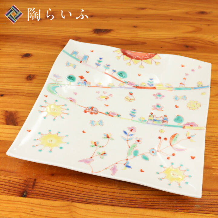 楽天市場】九谷焼 7号波角皿 街のバス/銀舟窯＜送料無料＞和食器 盛皿