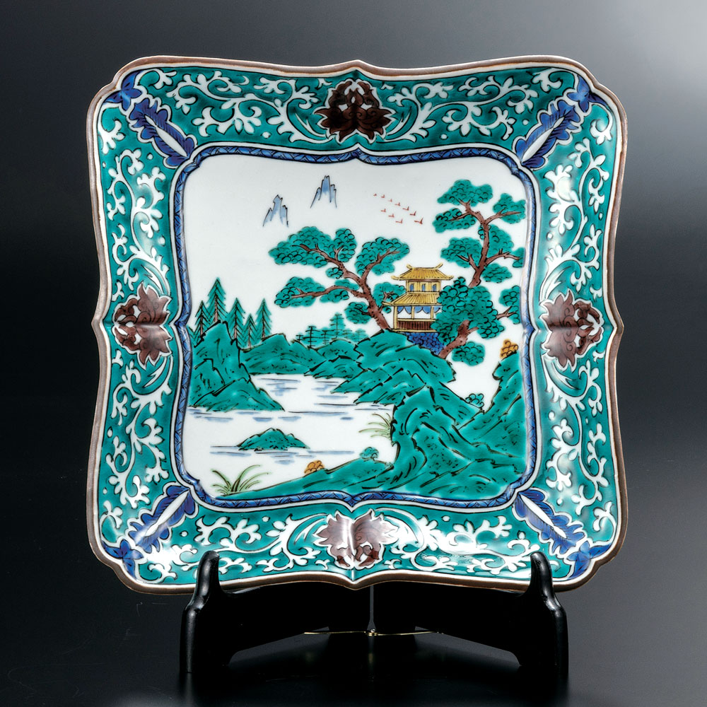 九谷焼 色絵丸紋割取花鳥 飾壷 三代為吉 三ツ井詠一 造 三ツ井為吉 - 九谷満月