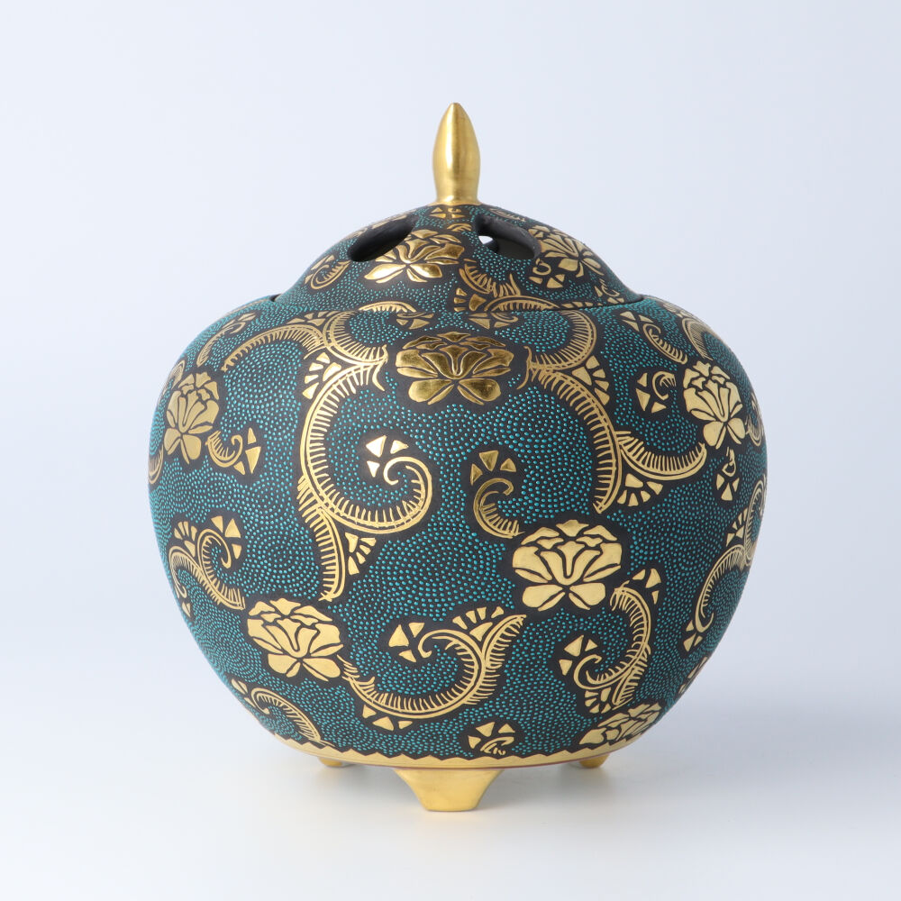 楽天市場】九谷焼 香炉 青粒牡丹文 / 仲田錦玉 （桐箱入） 仏具 香炉