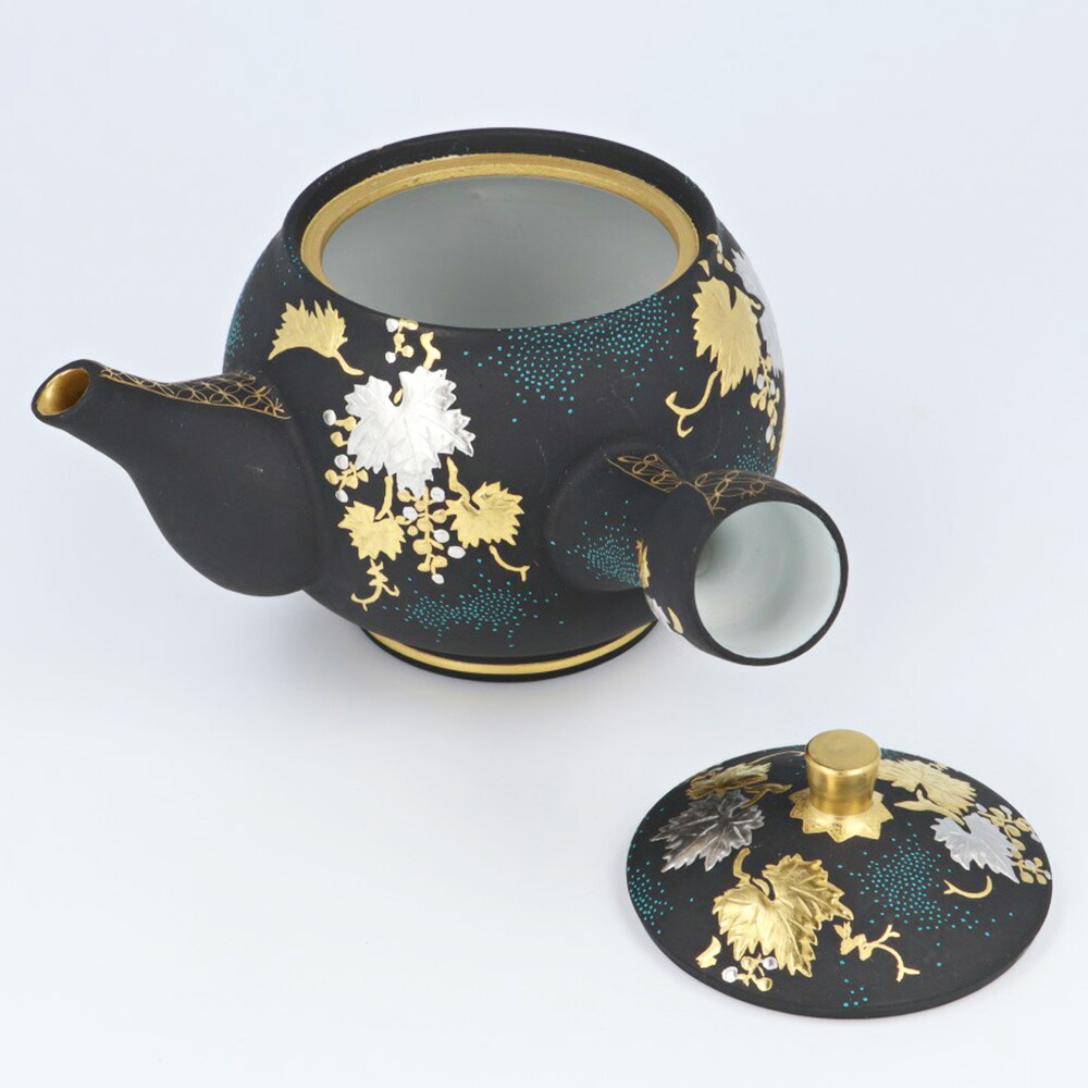 楽天市場】九谷焼 茶器揃 白金盛葡萄図青粒 / 仲田錦玉 | 茶器セット