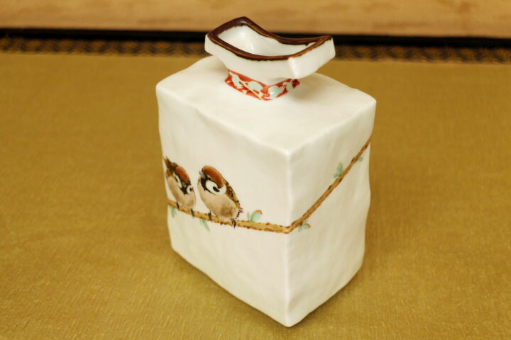 楽天市場】九谷焼 扁壷（Y口中型）二雀図 中村陶志人 送料無料 花器