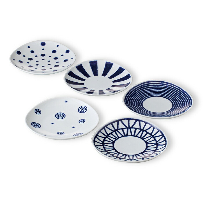 楽天市場】波佐見焼 藍玉 変形取皿揃 5枚セット 取り皿 磁器 プレート