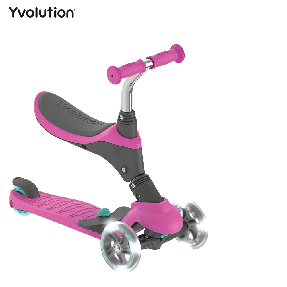 楽天市場】YVOLUTION YGLIDER 3in1 キックスクーター ピンク ハンドル