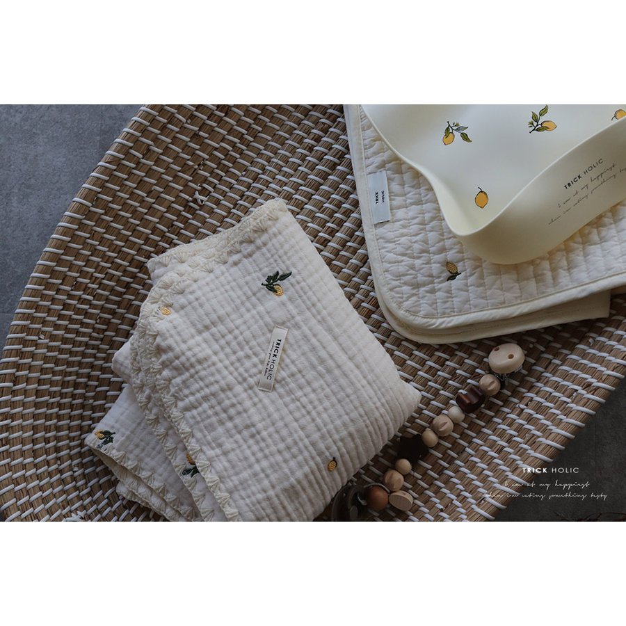 楽天市場】6重ガーゼブランケット星月・くま・レモンの刺繍 Lサイズ