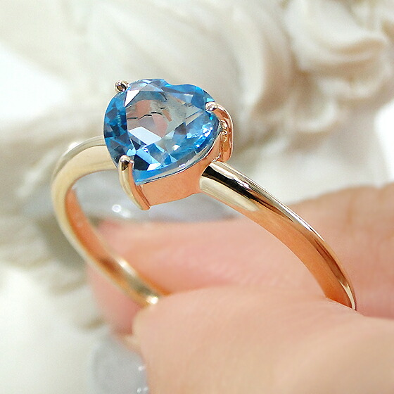 楽天市場】【送料無料】K10YG ハートシェイプ ブルートパーズ リング代