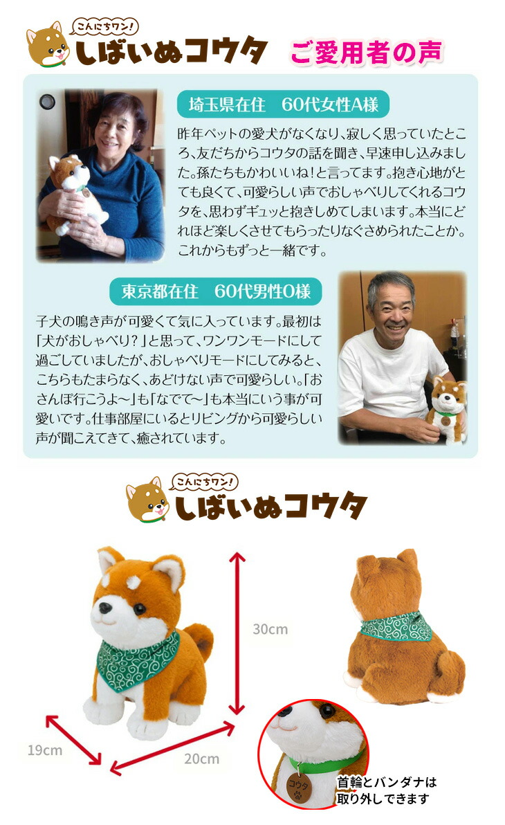 楽天市場】ラッピング無料 音声認識ぬいぐるみ しばいぬコウタ