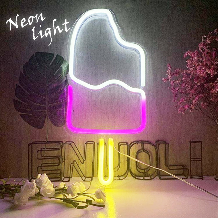 楽天市場】LED ネオンサイン アイスクリーム ソフトクリーム USB電源