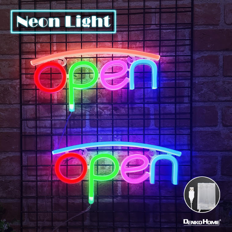 楽天市場】LED ネオンサイン オープン OPEN 開店 USB 電池 2way電源