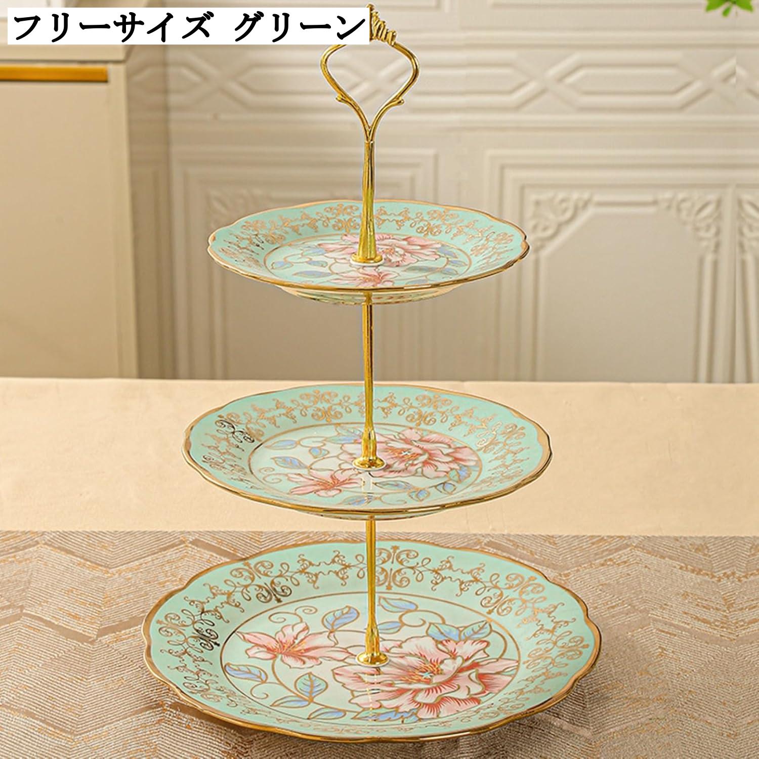 楽天市場】セラミック 3段 ケーキスタンド 金花彫刻 耐熱皿