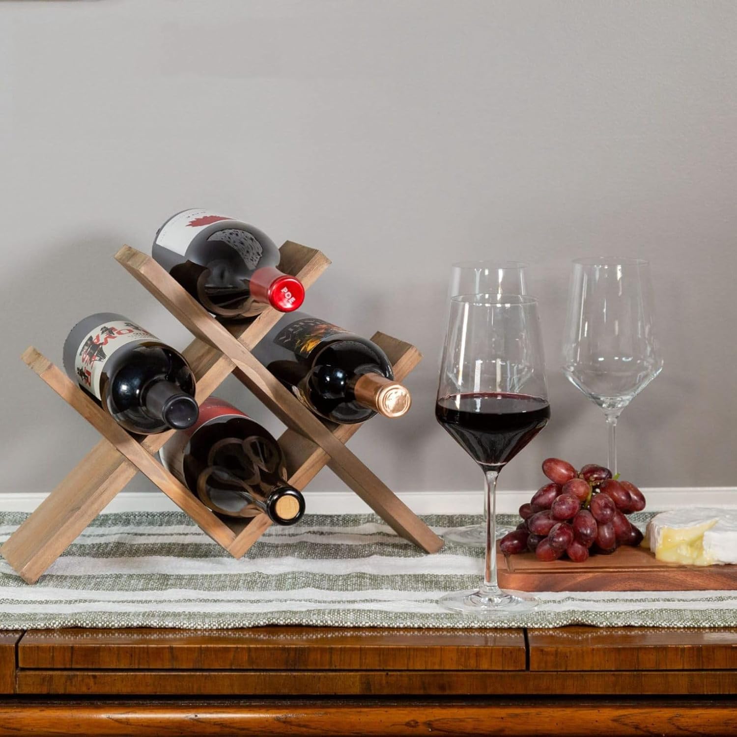 楽天市場】木製 ワインホルダー 4本用 ワインディスプレイホルダ 菱形