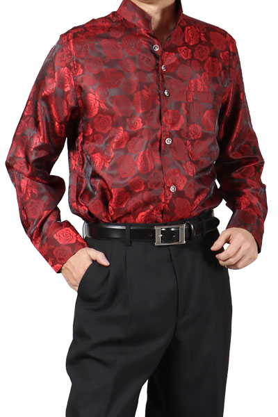 楽天市場】【L】ドレスシャツ 長袖 メンズ スタンドカラー