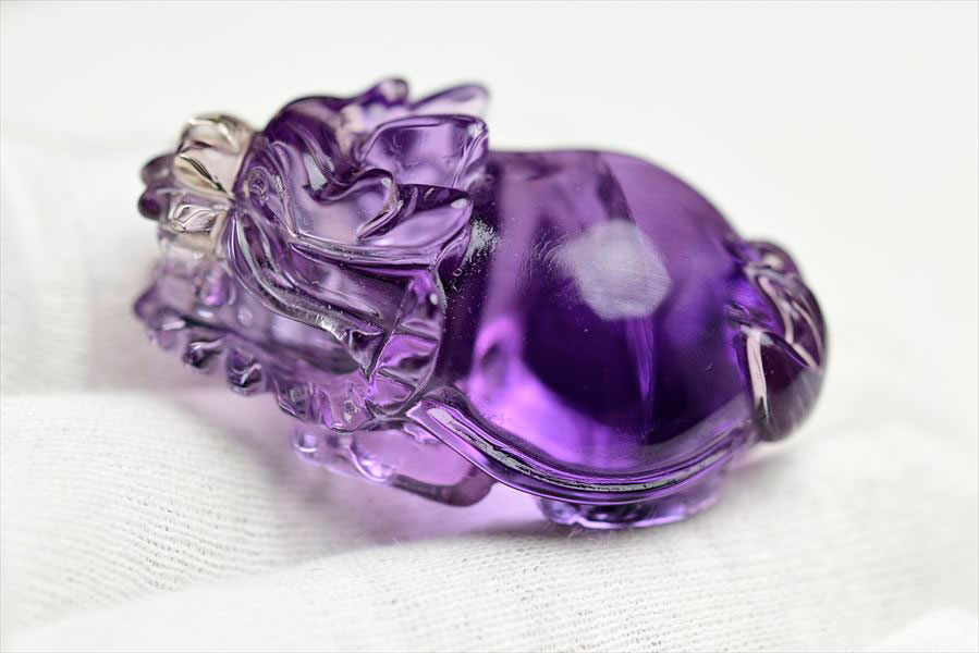 楽天市場】◇正財運◇ アメジスト 龍亀 ロングイ彫刻 置物◇透明感抜群