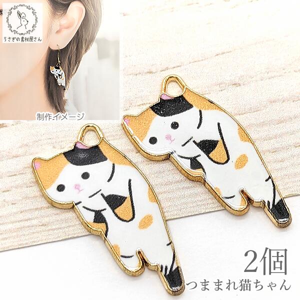 楽天市場】チャーム 猫 パーツ 27mm 2個 三毛猫 ミケネコ つままれ猫