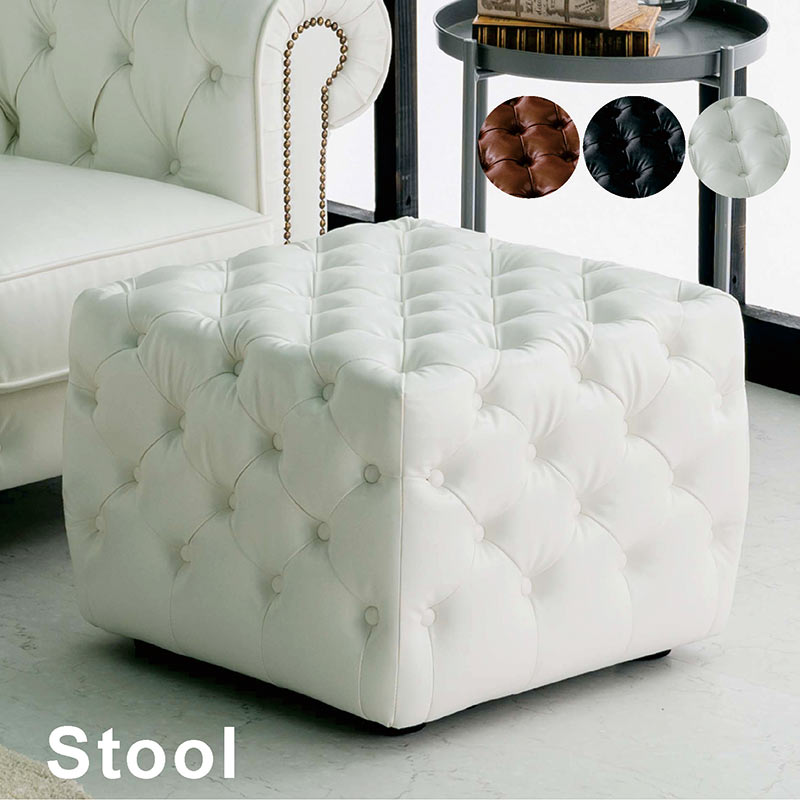 楽天市場】スツール アンティーク オットマン 正方形 55cm 白 ホワイト