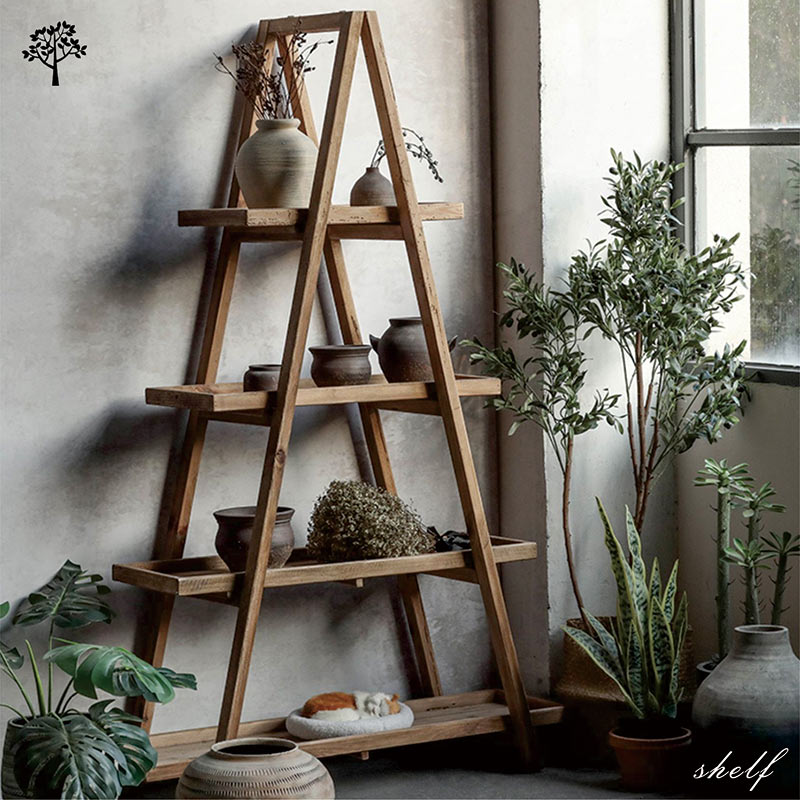 楽天市場】オープンシェルフ ウッドラック 三角形 4段 リビング 収納