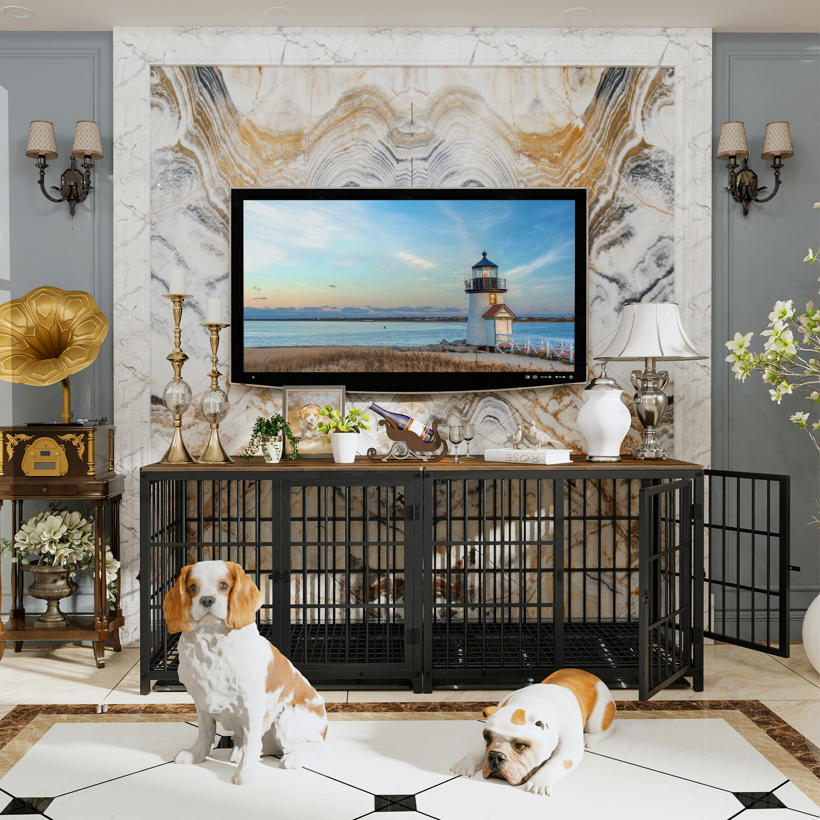 楽天市場】Wisfor 犬用ケージ 屋根付き 連接可能 小型犬 中型犬 白 黒