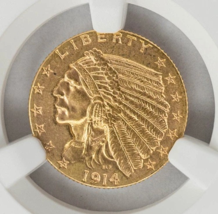 楽天市場】1914-D 2 1/2ドル金貨 インディアン 2.5ドル MS62 NGC