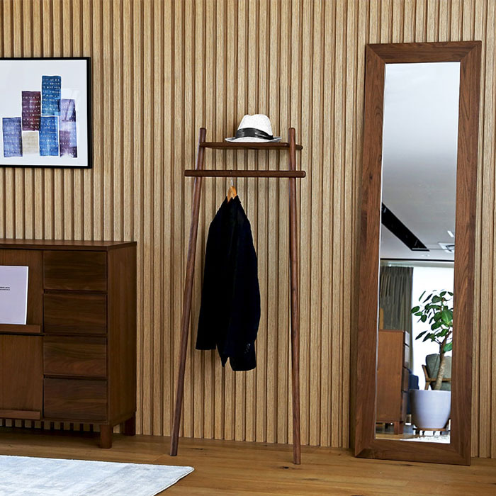 楽天市場】ハンガーラック ポールハンガー 木製 ウォールナット無垢