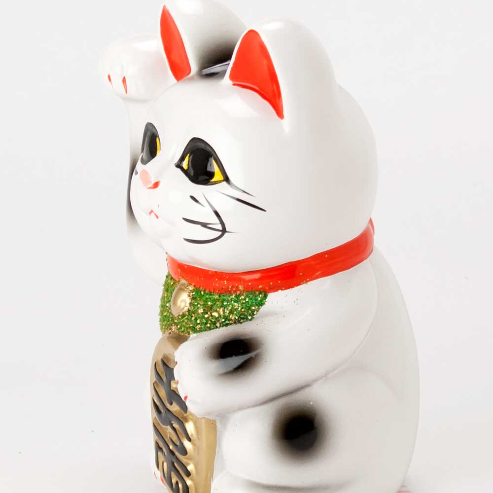 楽天市場】常滑焼 招き猫 4号小判白猫貯金箱 右手上げ (143-56-86