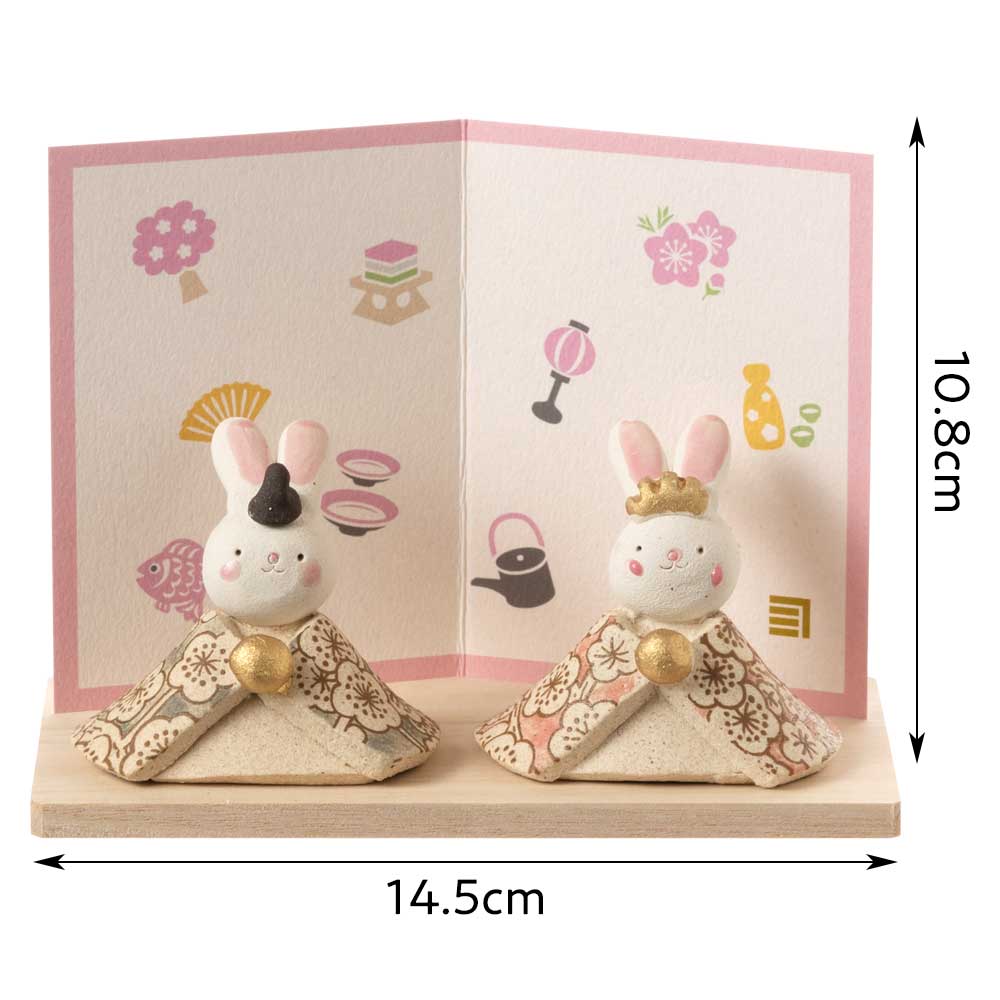 楽天市場】陶器のおひなさま 桃の彩・うさぎ雛 (HK117) 瀬戸焼 手軽に