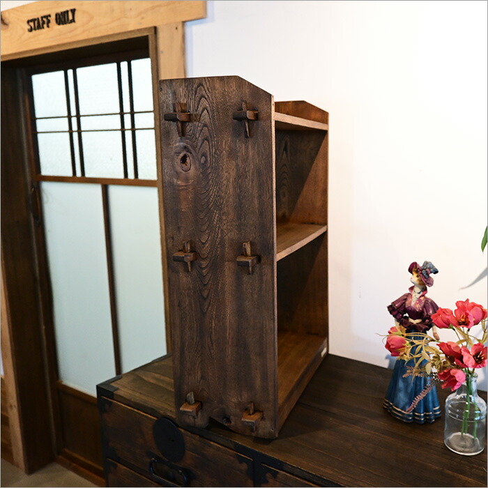 楽天市場】日本製 1点物 楔式 レトロ 本棚 リメイク品 ケヤキ材