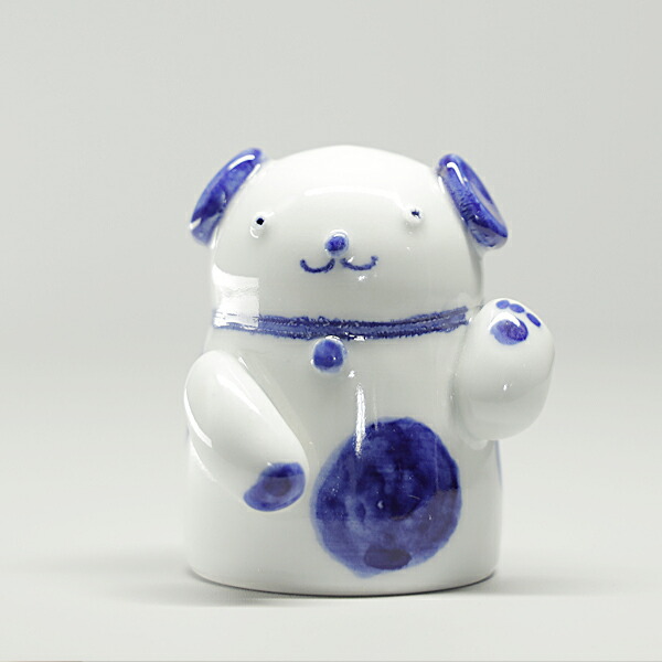 楽天市場】砥部焼 かわいい 「招き犬」 置物 戌 いぬ 縁起物 陶器