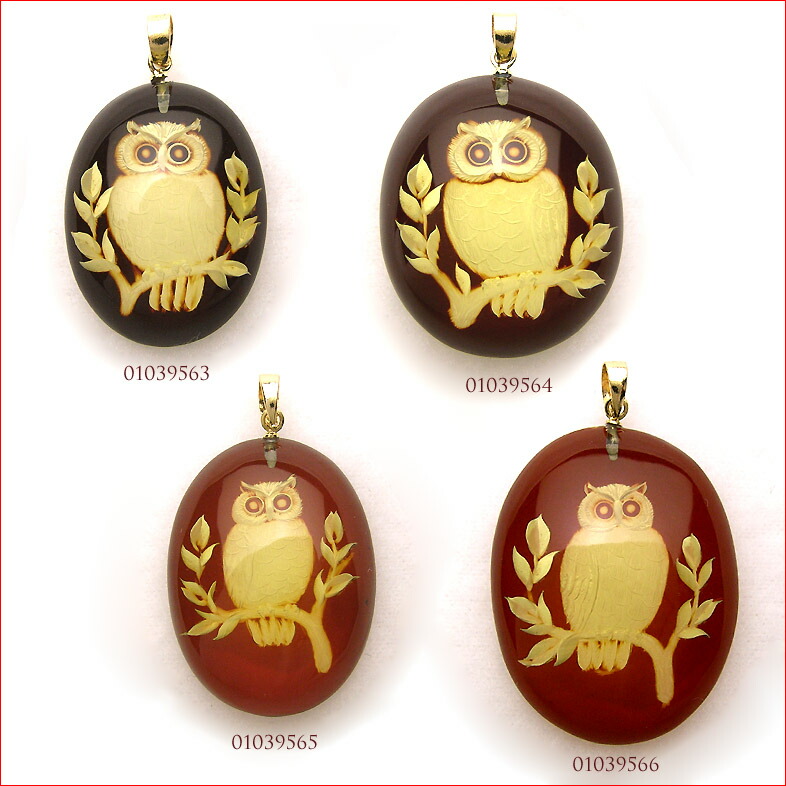 楽天市場】フクロウ（種類（宝石）アンバー・琥珀）（ペンダントトップ