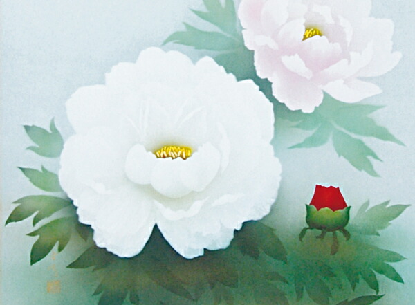 楽天市場】掛け軸 掛軸（かけじく） 紅白牡丹（中川 幸彦）＜太巻二