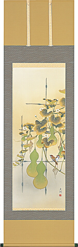 楽天市場】掛け軸 掛軸（かけじく） 六瓢福雀（中村 遠州）日本画 開運