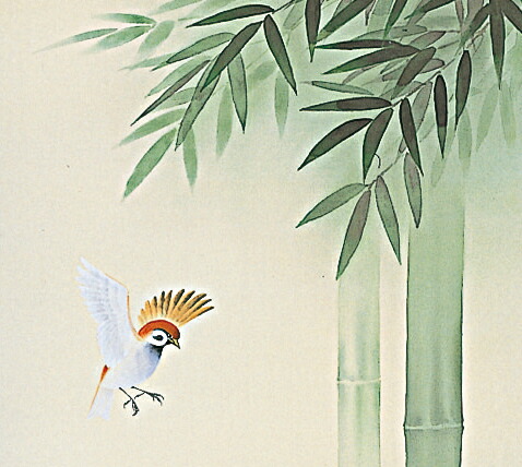 楽天市場】掛け軸 掛軸（かけじく）竹に雀（萩原 緑翠）日本画 花鳥画