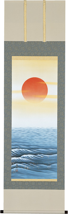 楽天市場】掛け軸 掛軸 旭日波 絲岡萬里 尺五立(54.5×190cm) 桐箱収納
