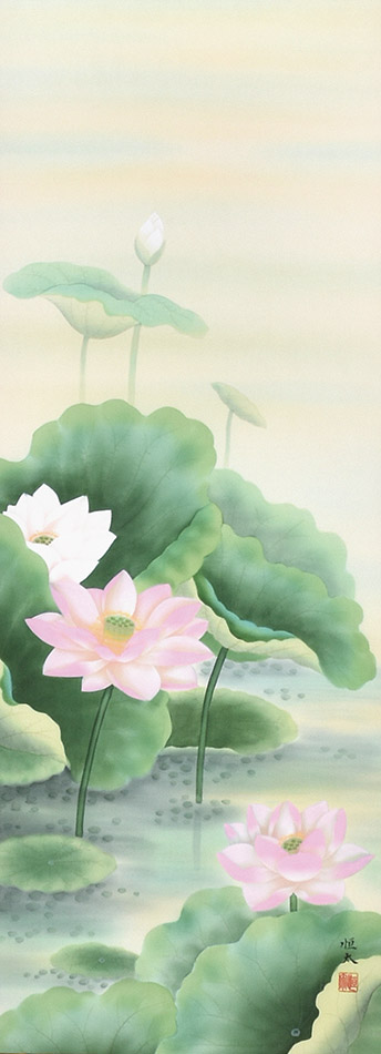 楽天市場】掛け軸 掛軸 聖蓮華 石田恒太 尺五立(54.5×190cm) 高級桐箱