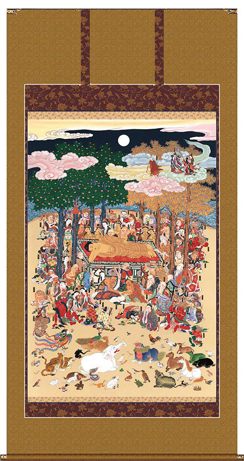 楽天市場】掛け軸 掛軸 釈迦涅槃図 大幅複製仏画 106×203cm 高級桐箱入
