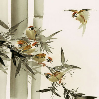 楽天市場】掛け軸 掛軸（かけじく）尺三幅 竹に雀（田村 竹世）花鳥画