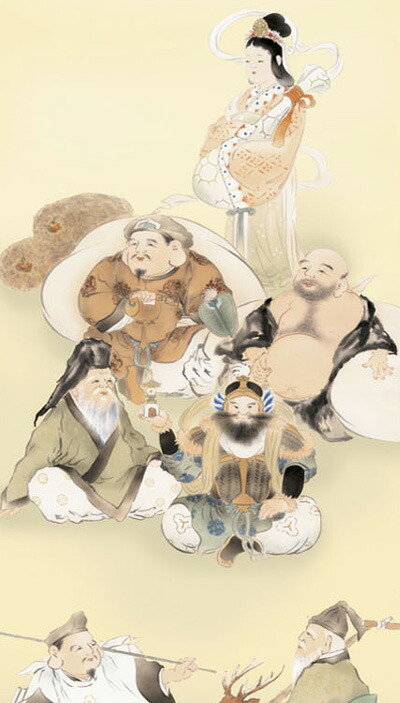 楽天市場】掛け軸 掛軸（かけじく）尺三幅 七福神（榎本 東山）開運画