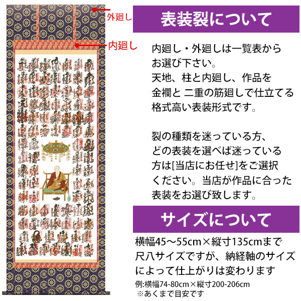 楽天市場】四国八十八ヶ所 掛け軸 掛軸 仏上表装仕立 尺八立 納経