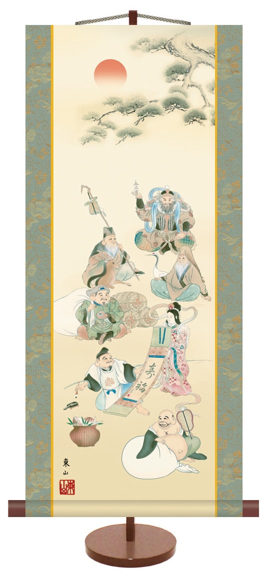 楽天市場】掛け軸 かけじく 慶祝 縁起ミニ掛軸七福神(榎本 東山)受注後