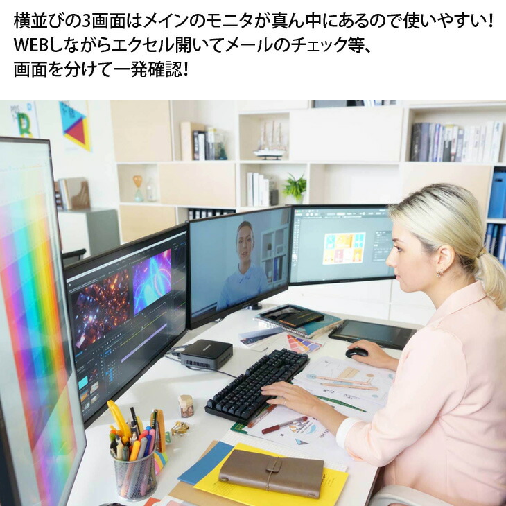 楽天市場】いきなり3画面マルチモニタセット USB-C1本で接続完了