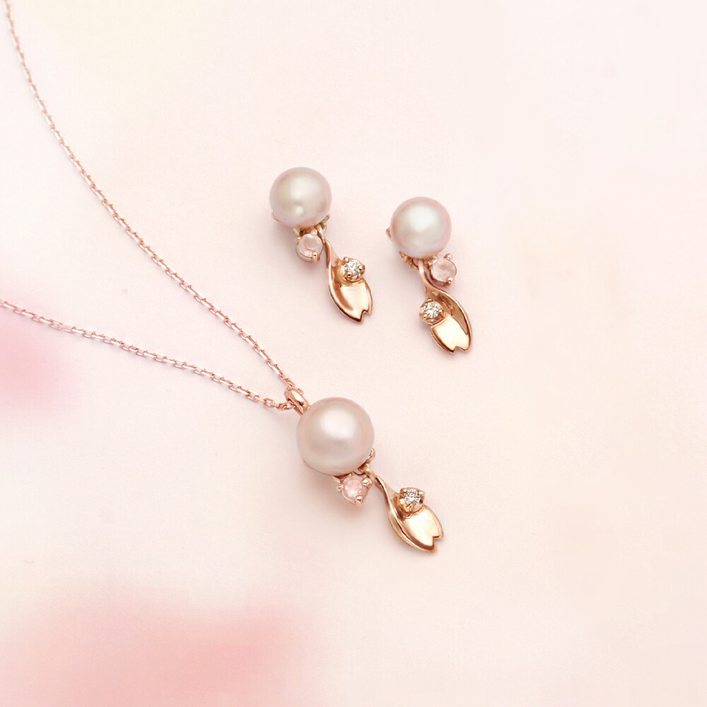 楽天市場】桜 パール ローズクォーツ ネックレス K10 10金 ピンク
