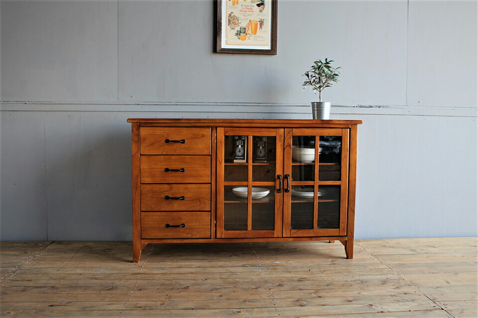 楽天市場】天然木キャビネット 幅120cm 完成品 アンティーク 木製 天然