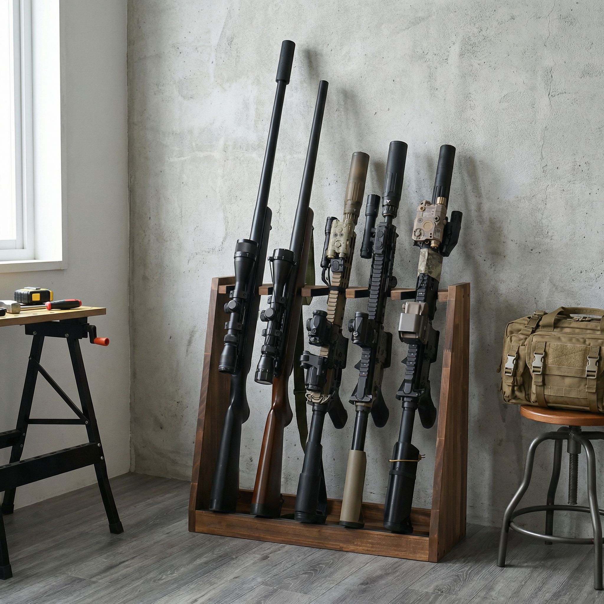 楽天市場】月間優良ショップ連続受賞 WOODWORKS ガンラック 5丁掛