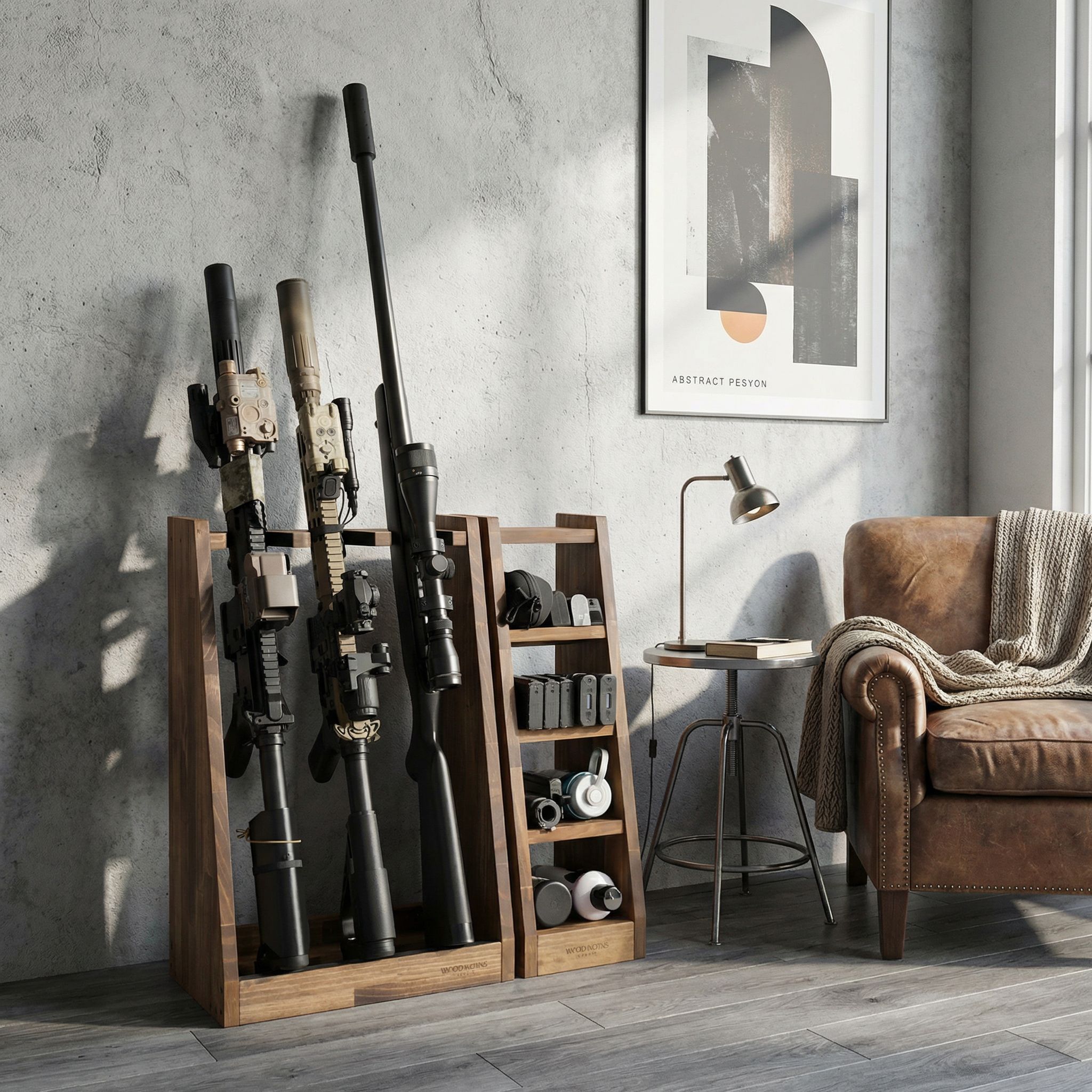 楽天市場】月間優良ショップ連続受賞 WOODWORKS ガンラック 3丁掛 +