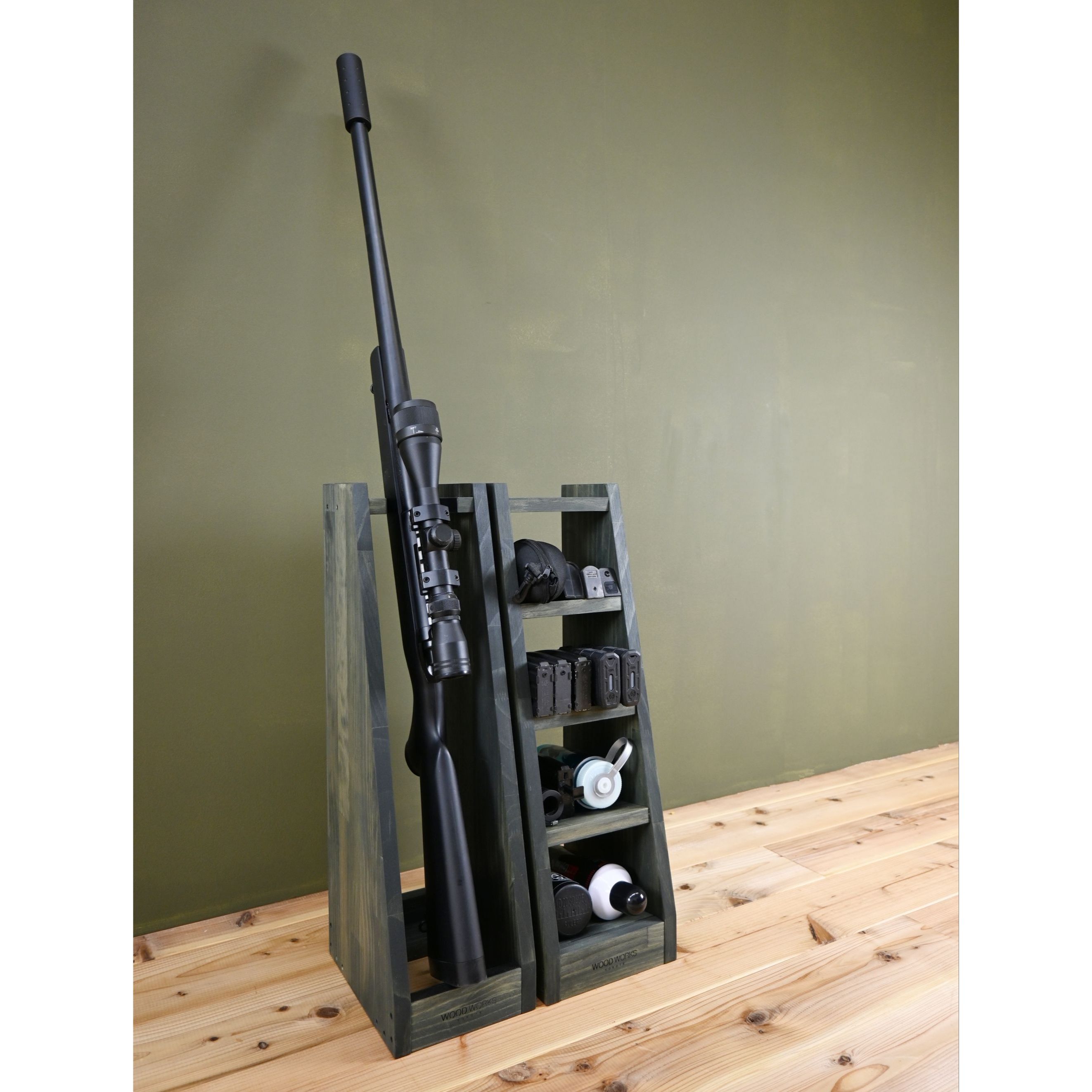 楽天市場】月間優良ショップ連続受賞 WOODWORKS ガンラック 1丁掛 +