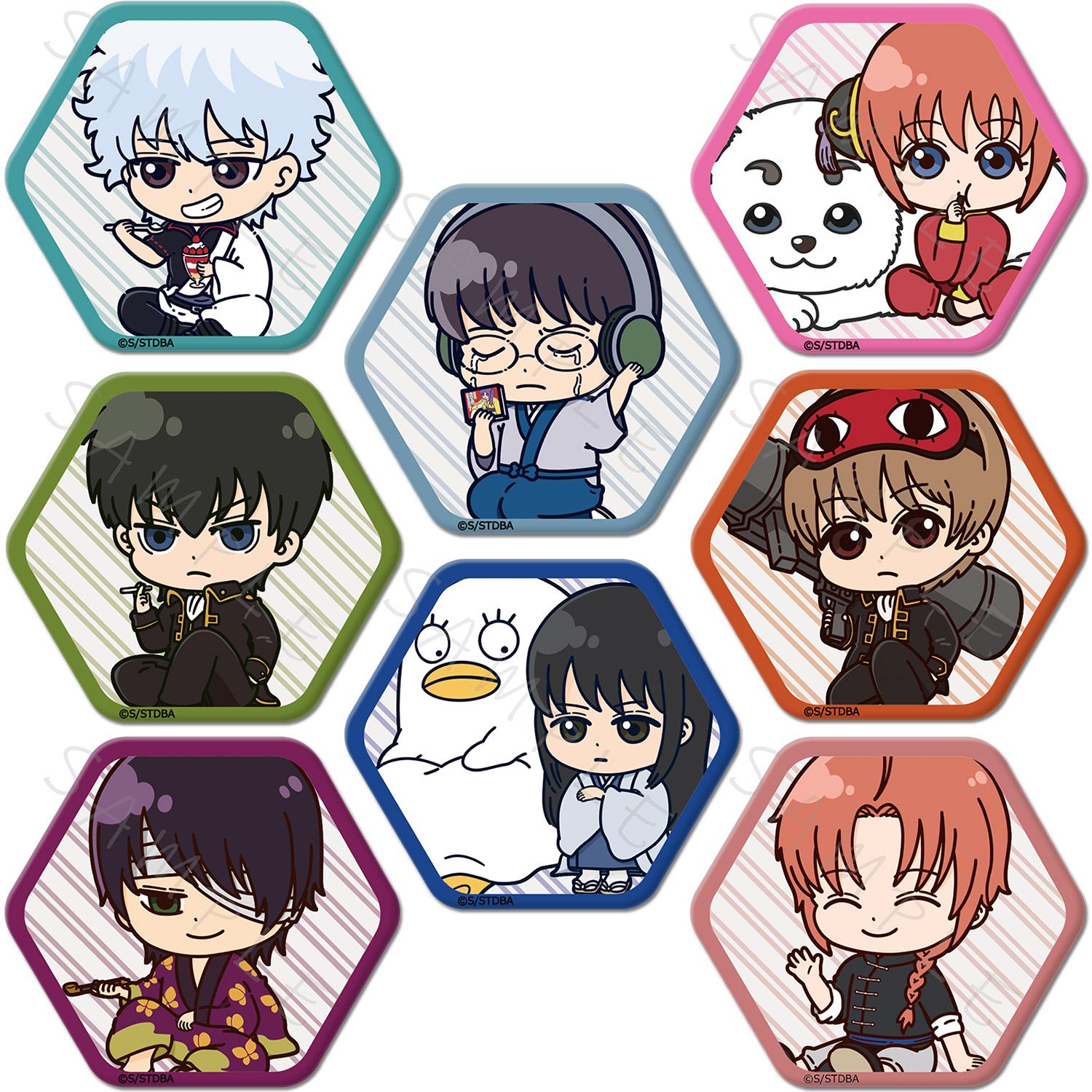 楽天市場】TVアニメ『銀魂』 六角形缶バッジ A(坂田 銀時) B(志村 新八